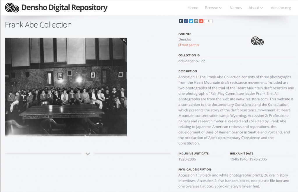 Densho website page
