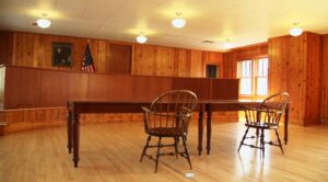 hearing room with table and chairs